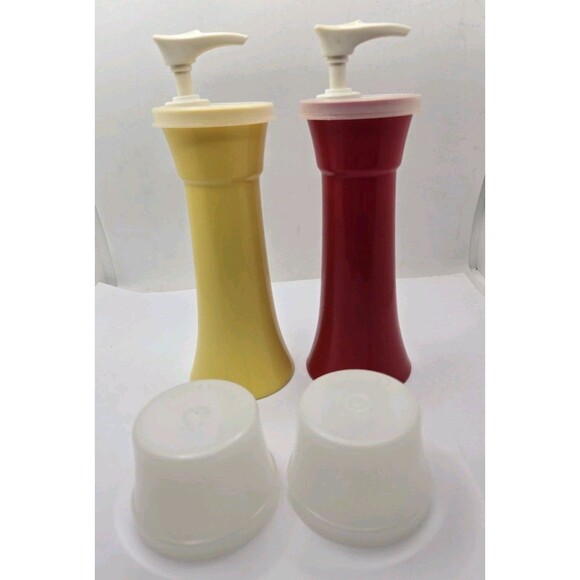 Tupperware Ketchup Mustard Hourglass Pump Dispenser Container #871-10 Vtg - Picture 6 of 15